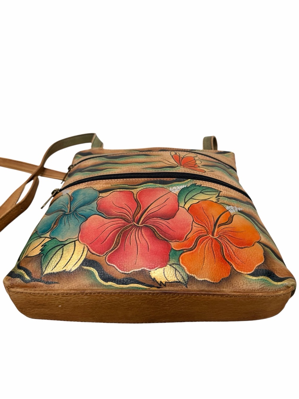 ANUSCHKA HAND PAINTED CROSSBODY LEATHER PURSE. - Picture 9 of 14